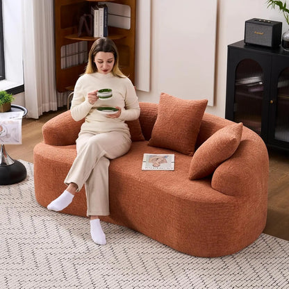 Chenille Small Curved Loveseat