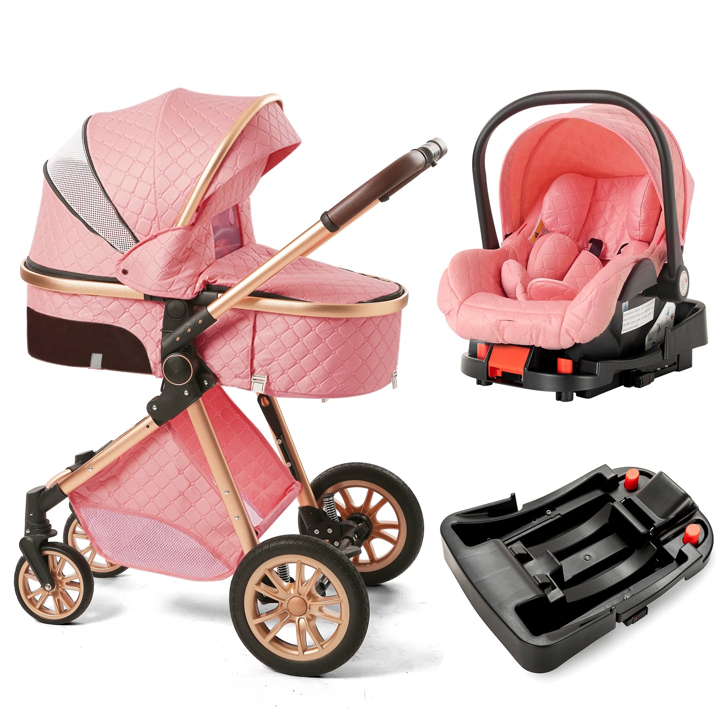 3-in-1 High Landscape Baby Stroller With Reversible Seat