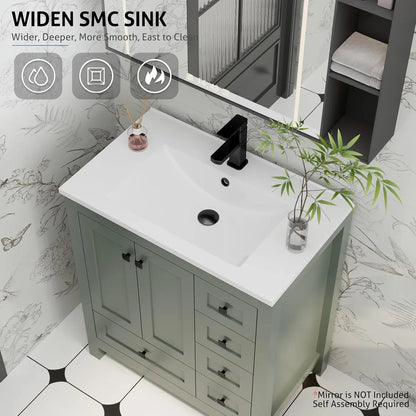 30" Bathroom Vanity Sink w/Wood Storage Cabinet