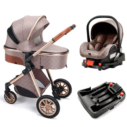 3-in-1 High Landscape Baby Stroller With Reversible Seat