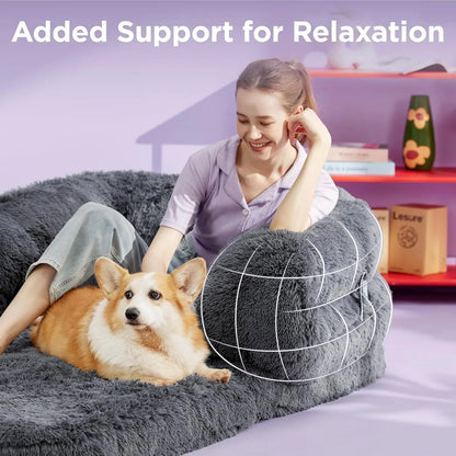 Foldable 3-in-1 Orthopedic Giant Bean Bed w/Waterproof Liner