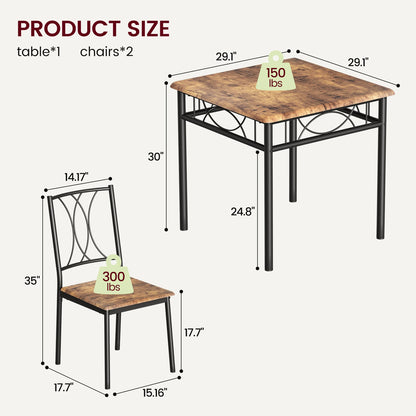 Table with Metal & Wood Chairs for 2