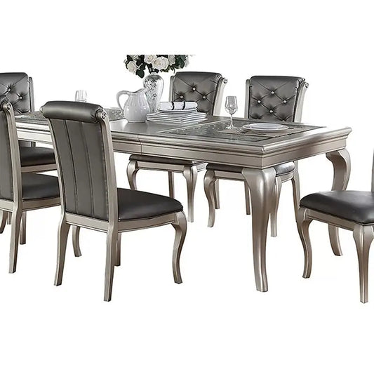 Rectangular Glass Dining Table w/  6 Tufted Chairs