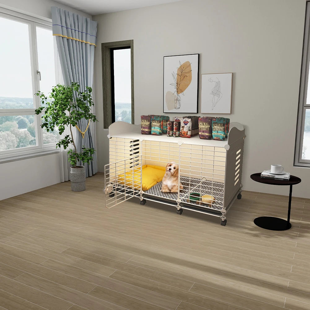 Dog Kennel w/Wheels & Tray