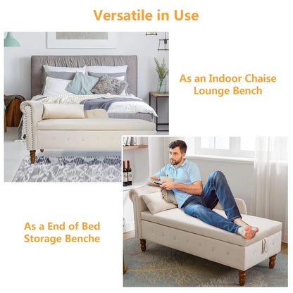 Velvet Chaise Lounge Chair with Storage
