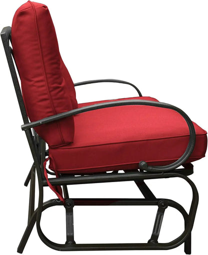 Cozy Rocking Glider Loveseat, Sturdy Frame & Cushioned Seats