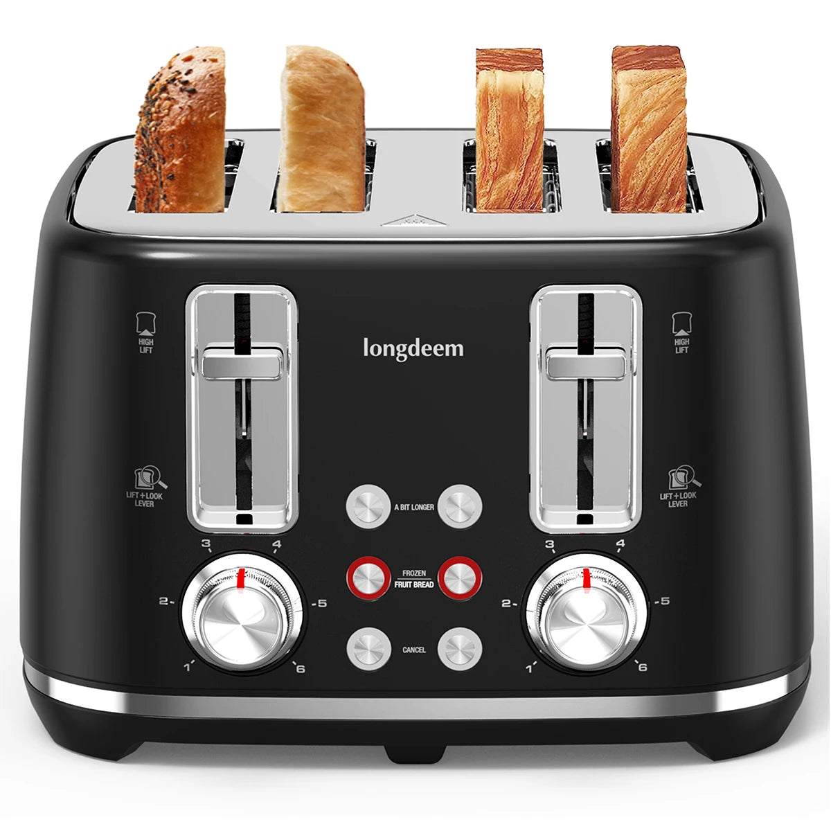 4 Slice Toaster with Extra Wide Slots and Dual Controls