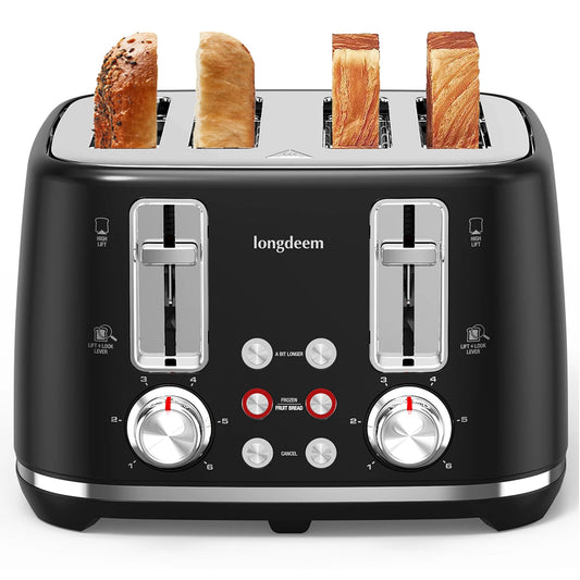 4 Slice Toaster with Extra Wide Slots and Dual Controls