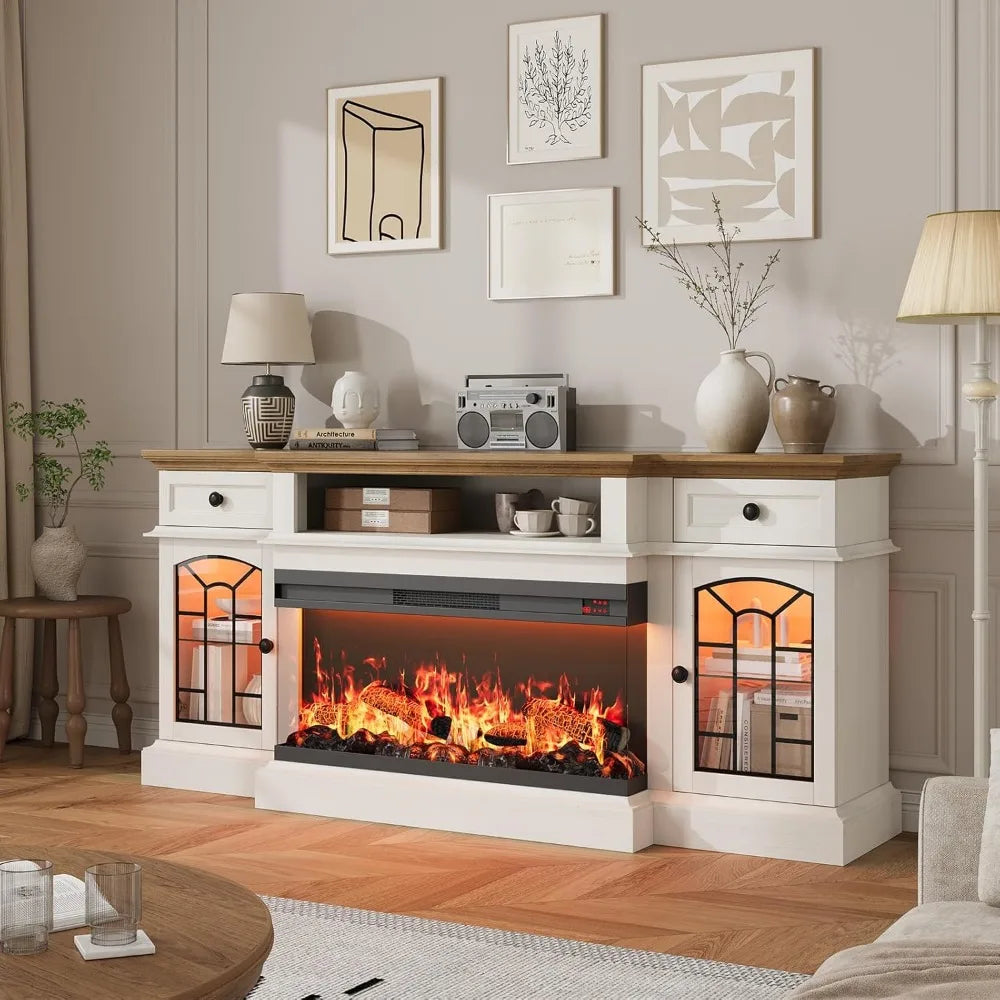 Farmhouse Fireplace TV Stand up to 80" TV