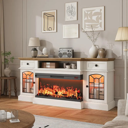 Farmhouse Fireplace TV Stand up to 80" TV