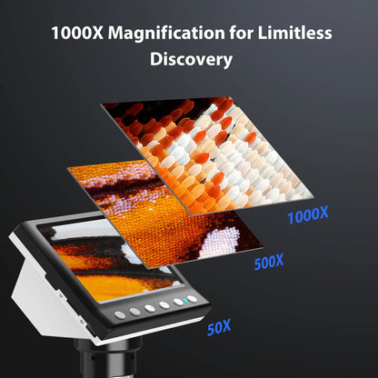 4.3'' Digital Microscope 1000X Coin Microscope 1080P Video Microscope With 8 LEDs