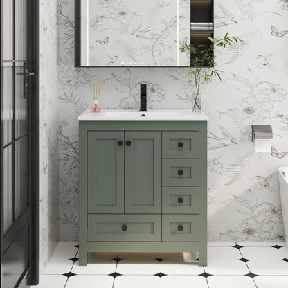 30" Bathroom Vanity Sink w/Wood Storage Cabinet