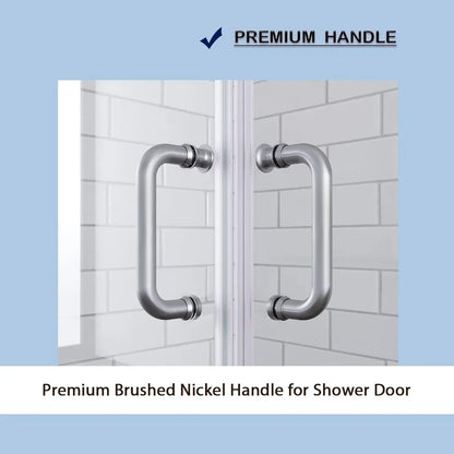 Corner Shower Enclosure w/Glass Shower Doors, Brushed Nickel