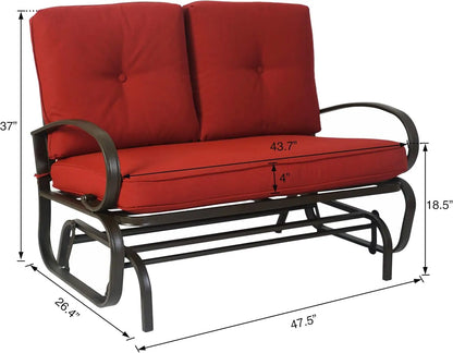 Cozy Rocking Glider Loveseat, Sturdy Frame & Cushioned Seats