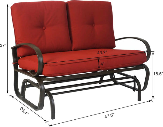 Cozy Rocking Glider Loveseat, Sturdy Frame & Cushioned Seats