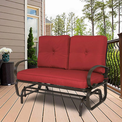 Cozy Rocking Glider Loveseat, Sturdy Frame & Cushioned Seats