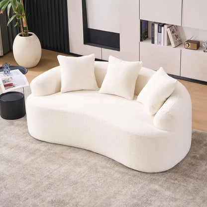 Chenille Small Curved Loveseat