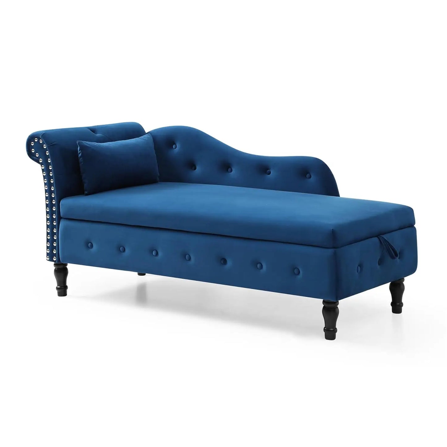 Velvet Chaise Lounge Chair with Storage