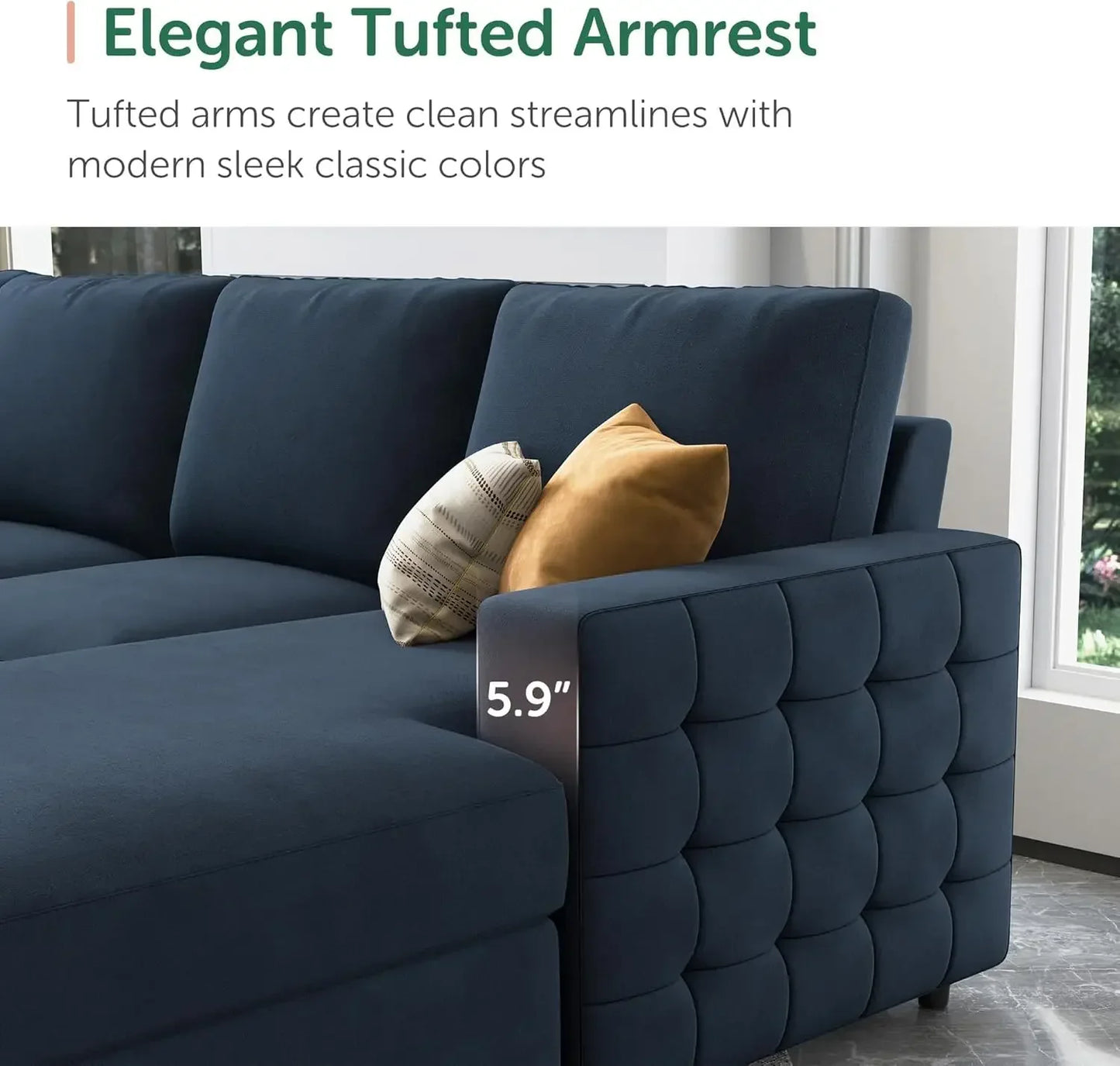 U-Shape Sectional Couch With Pullout Bed with Storage Chaise Lounge