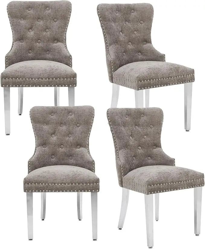Velvet Tufted Upholstered Dining Room Chair with Stainless Steel Legs