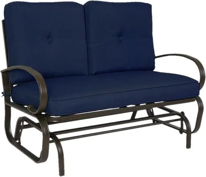 Cozy Rocking Glider Loveseat, Sturdy Frame & Cushioned Seats