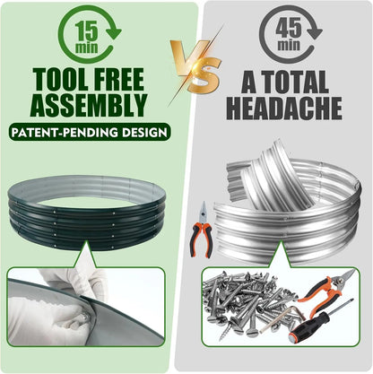 4x4ft Round Metal Raised Garden Bed, Durable Planter Box