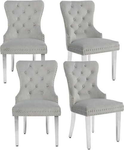 Velvet Tufted Upholstered Dining Room Chair with Stainless Steel Legs