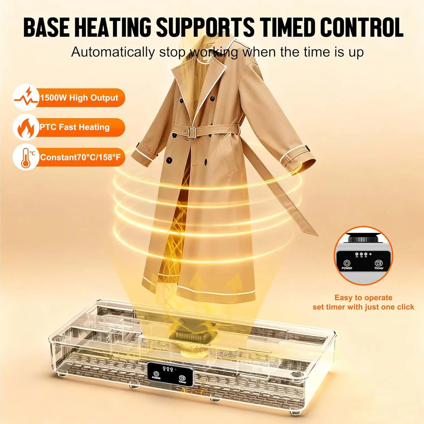 Portable Foldable Clothes Dryer w/Timer, Large Capacity