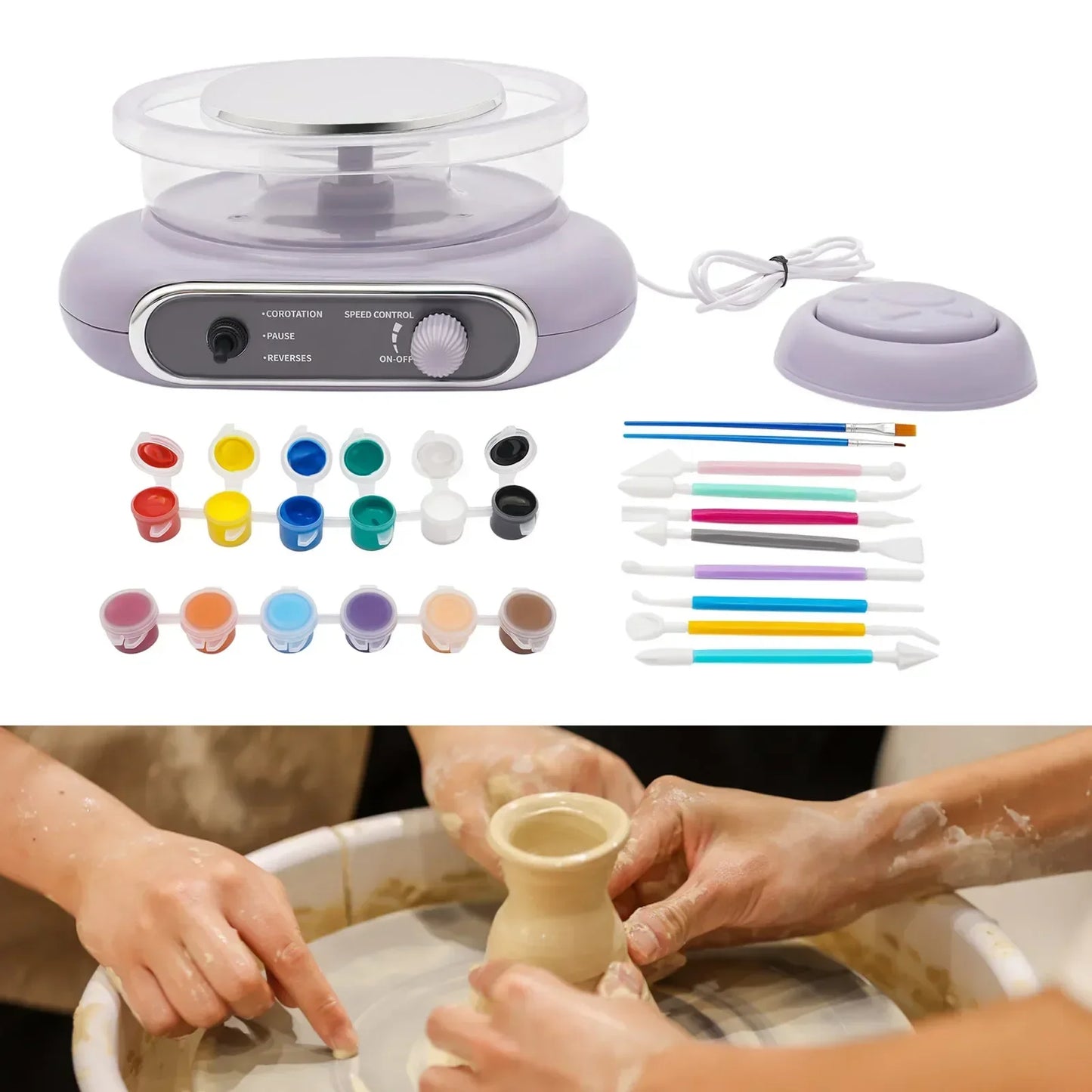 Professional Electric Pottery Wheel Kit-4.7"Turntable w/8 Sculpting Tools
