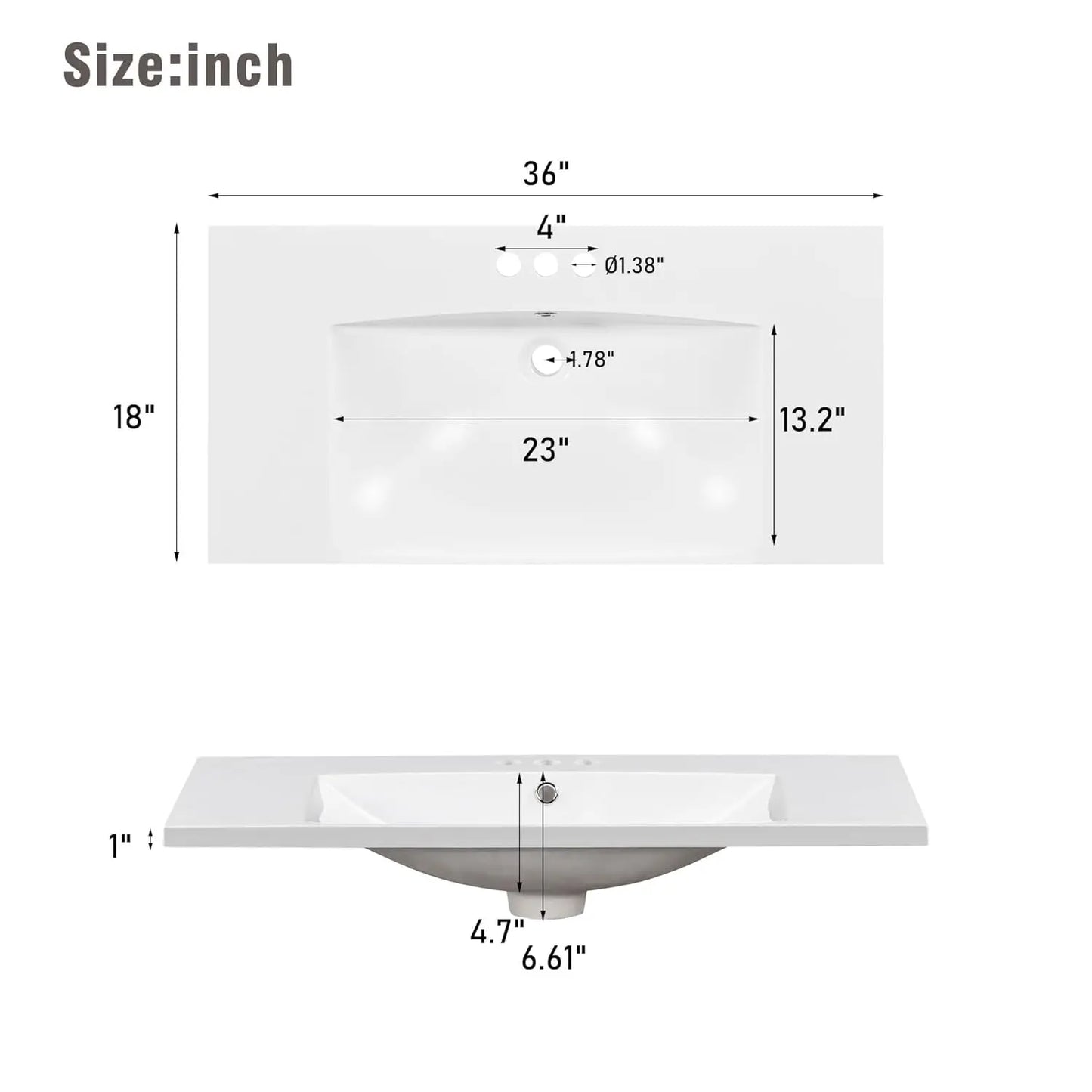 Freestanding Bathroom Vanity w/Sink, Wooden Cabinet, Adjustable Shelf, Ceramic Basin