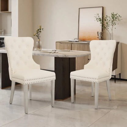 Velvet Tufted Upholstered Dining Room Chair with Stainless Steel Legs