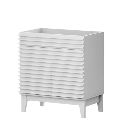 Mid-Century Freestanding Bathroom Vanity Cabinet w/Ceramic Sink & 2 Soft Closing Doors