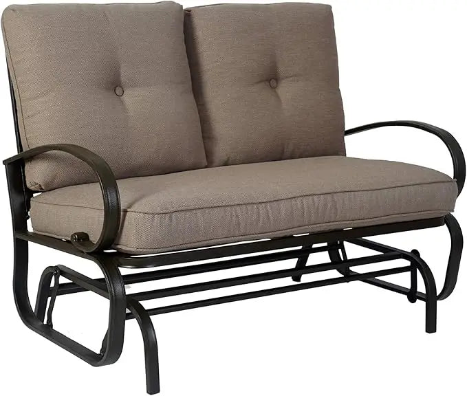 Cozy Rocking Glider Loveseat, Sturdy Frame & Cushioned Seats