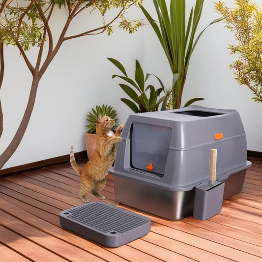 Extra Large Enclosed Stainless Steel Litter Box