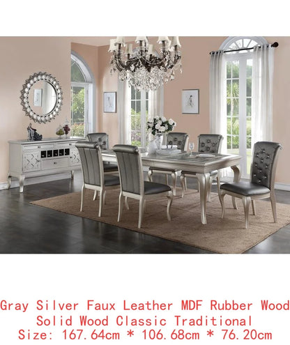 Rectangular Glass Dining Table w/  6 Tufted Chairs