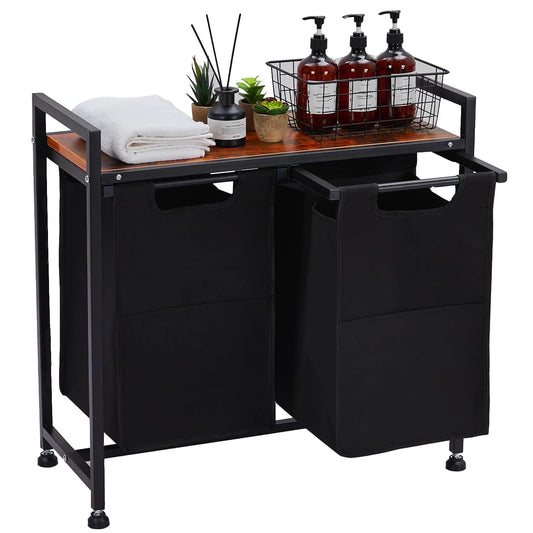 Laundry Hamper Sorter, Removable Bags & Shelf