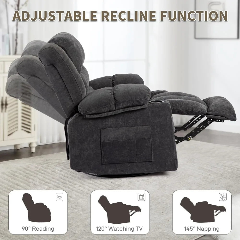 Modern Ergonomic Rocker/Recliner with 360 Degree Swivel
