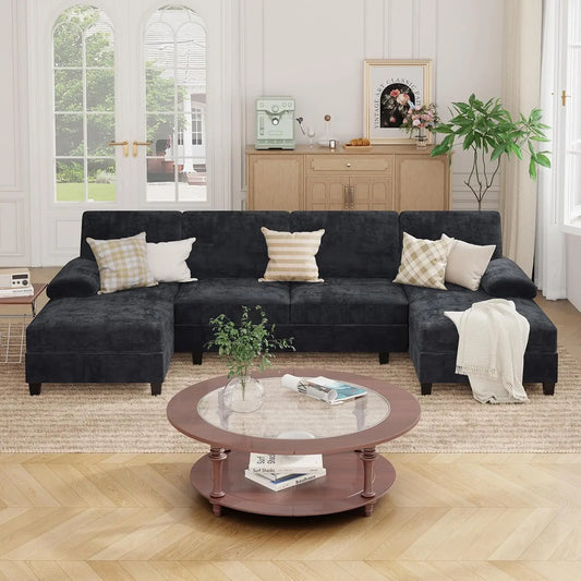 Convertible U-Shaped Sofa Couch with Double Chaise