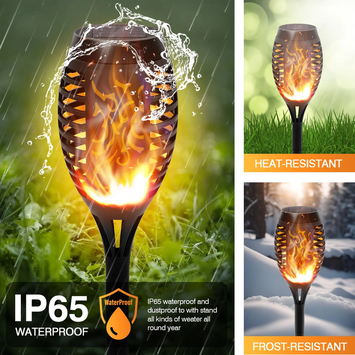 Waterproof Outdoor LED Solar Torch Lights w/Flickering Flame