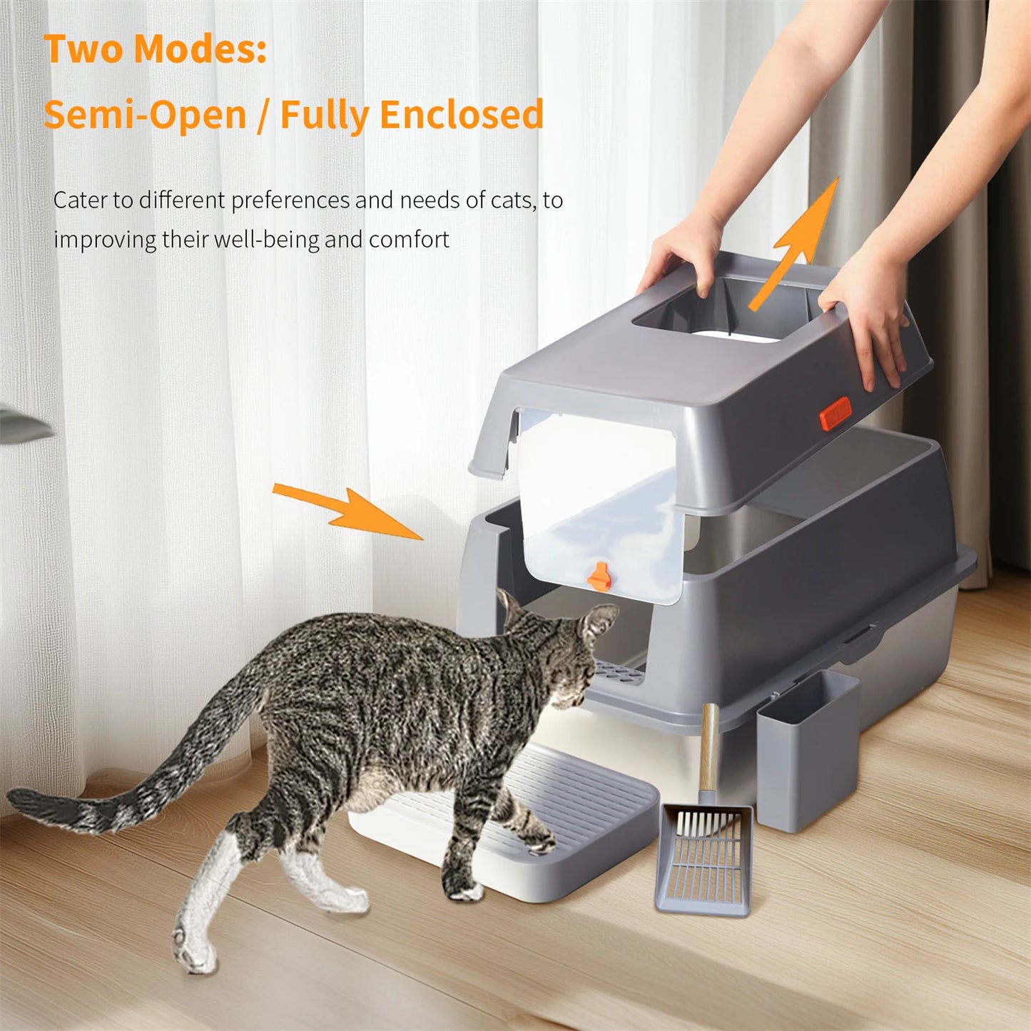 Extra Large Enclosed Stainless Steel Litter Box
